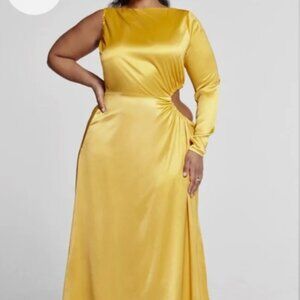 FTFLab Fashion to Figure Cut Out Side Maxi Dress Satin Size 1X Women's NWT